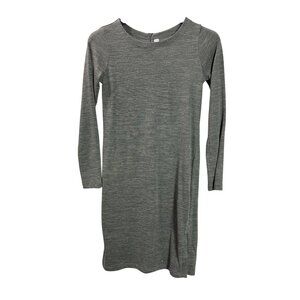 Lolë Womens Long Sleeve Gray Knit Shirt Dress Back Zipper Size S Midi Polyester